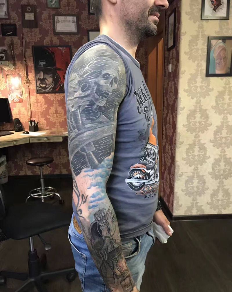 写实纹身纹身图片_成品颈部背部脚部手臂手部欧美写实人物静物纹身图案