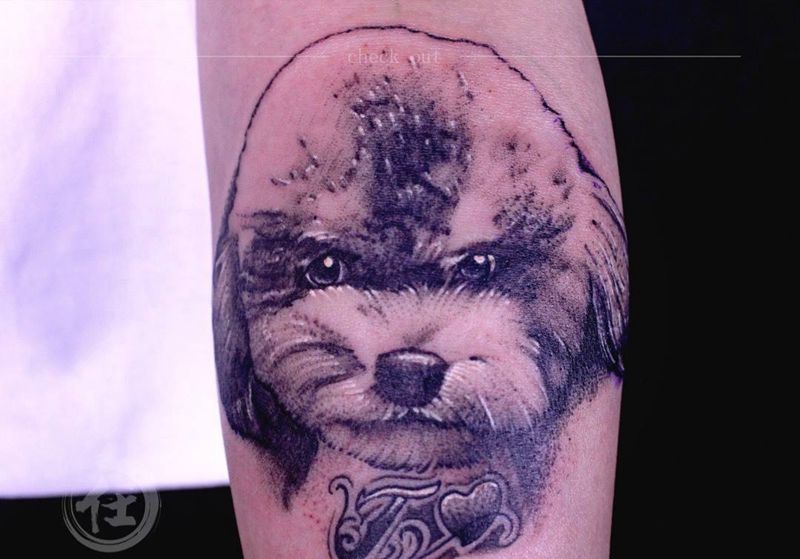 最爱的狗狗纹身图片_写实清新传统脚部手部腿部手臂背部腰部肩部纹身图案