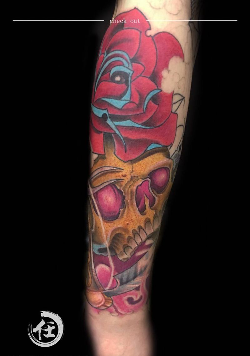 骷髅纹身图片_手臂手部欧美鬼神人物动物纹身图案