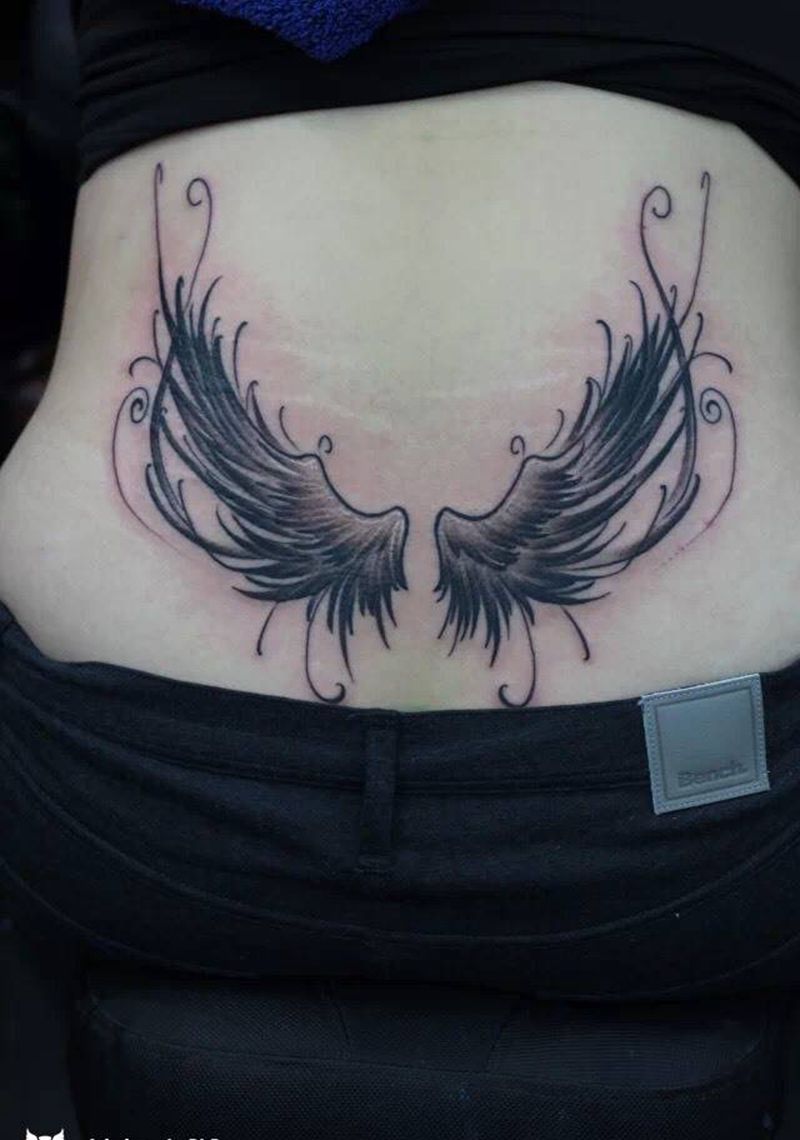 翅膀纹身图片_清新欧美情侣动物臀部腰部背部腹部胸部纹身图案