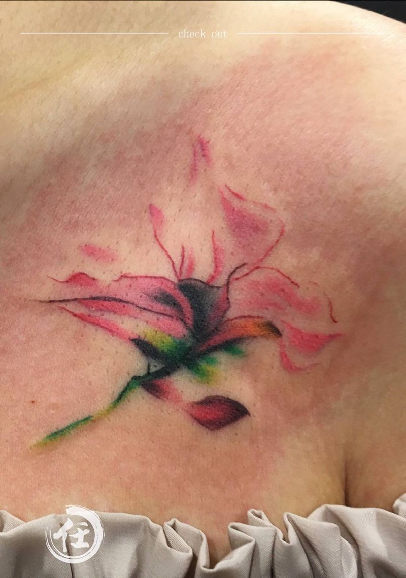 小清新纹身图片_成品胸部植物清新纹身图案