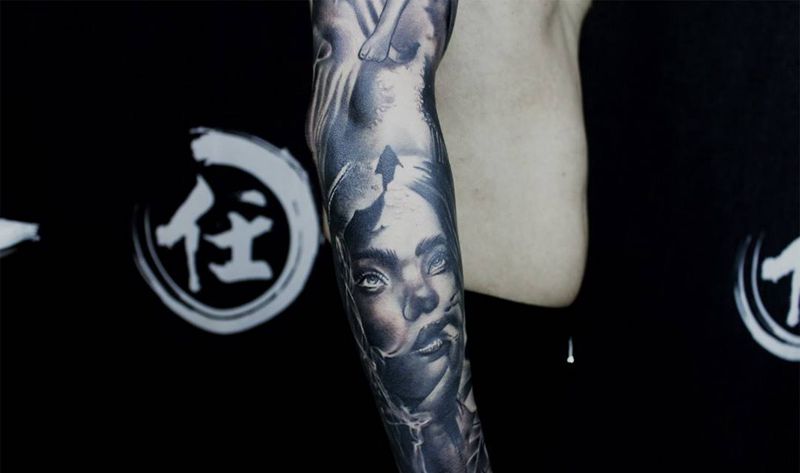 花臂纹身图片_传统写实脚部手部腿部背部手臂肩部胸部欧美纹身图案