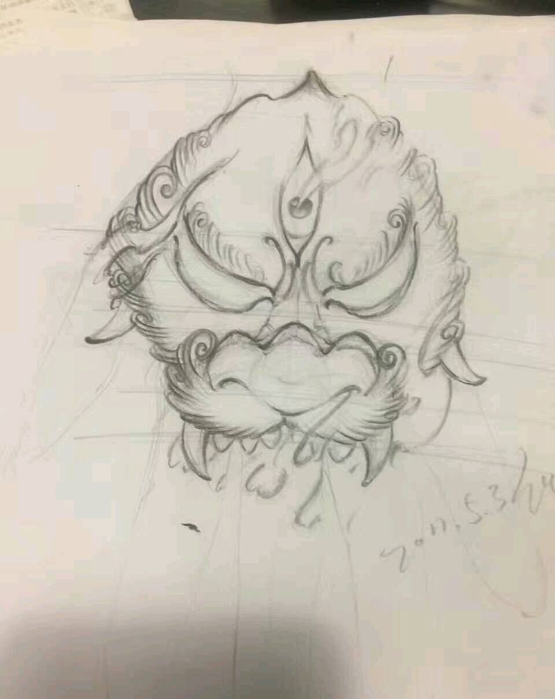 手稿纹身图片_手部传统鬼神原创手稿纹身图案