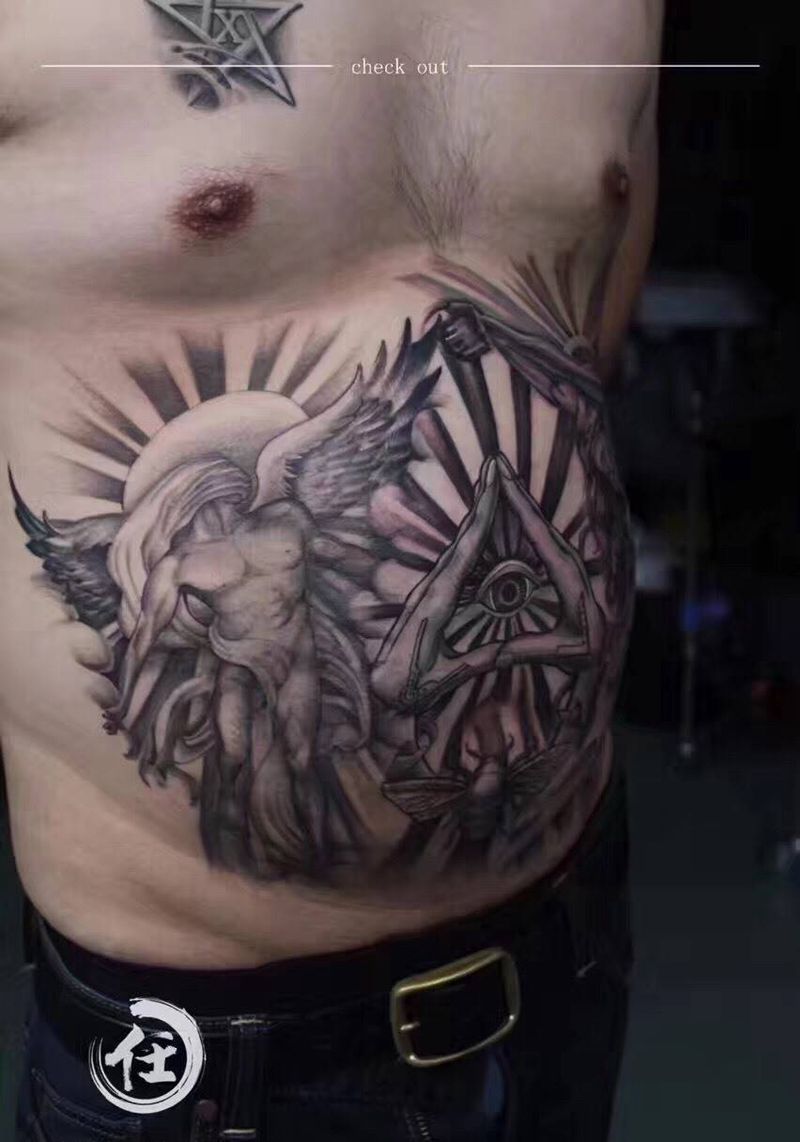 完成作品纹身图片_成品手稿胸部腰部欧美写实几何宗教原创静物纹身图案