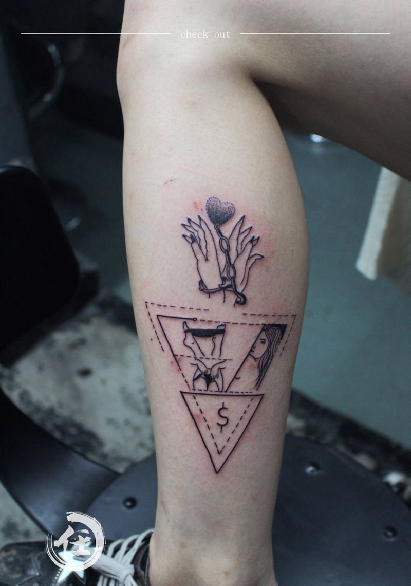 客人手绘设计纹身图片_成品腿部脚部清新原创纹身图案