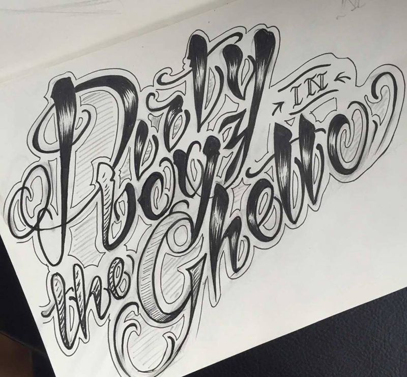 其卡诺花体字手稿纹身图片_手稿肩部腰部腿部手臂欧美清新字符图腾原创纹身图案