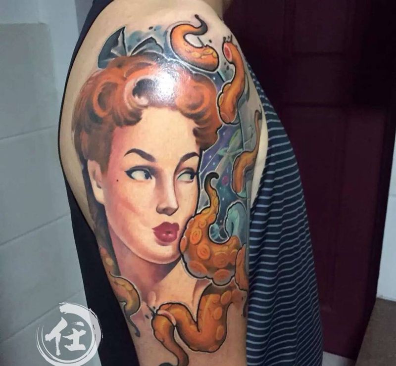 坤作品纹身图片_人物动物写实欧美成品手臂手部背部臀部原创纹身图案