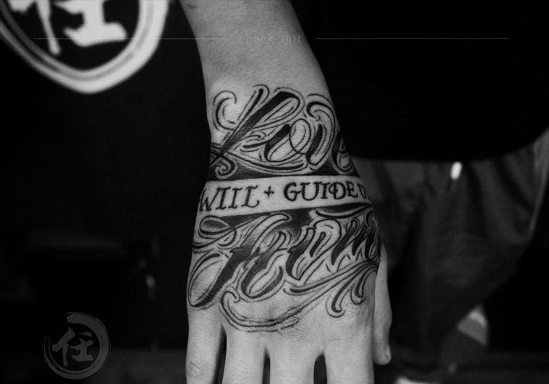 手背奇卡诺纹身图片_成品手部手臂欧美字符原创腰部腿部脚部背部纹身图案