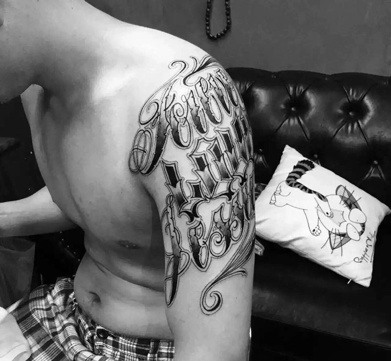 订制 奇卡诺纹身图片_成品肩部手臂欧美原创纹身图案