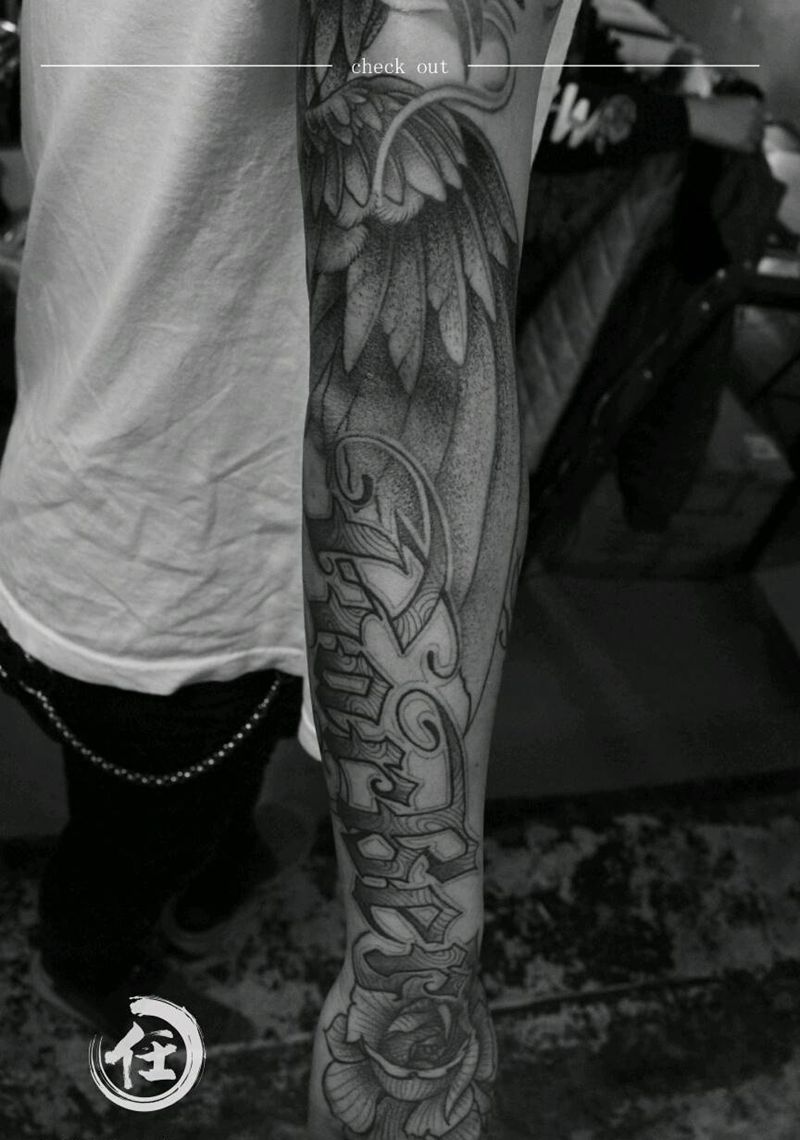 翅膀纹身图片_手臂欧美原创成品手稿纹身图案