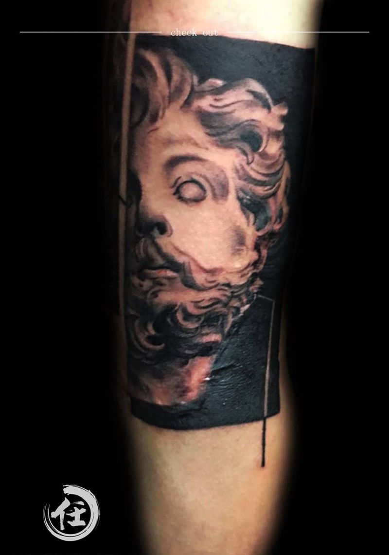 欧美石膏像纹身图片_成品手臂静物人物欧美写实纹身图案