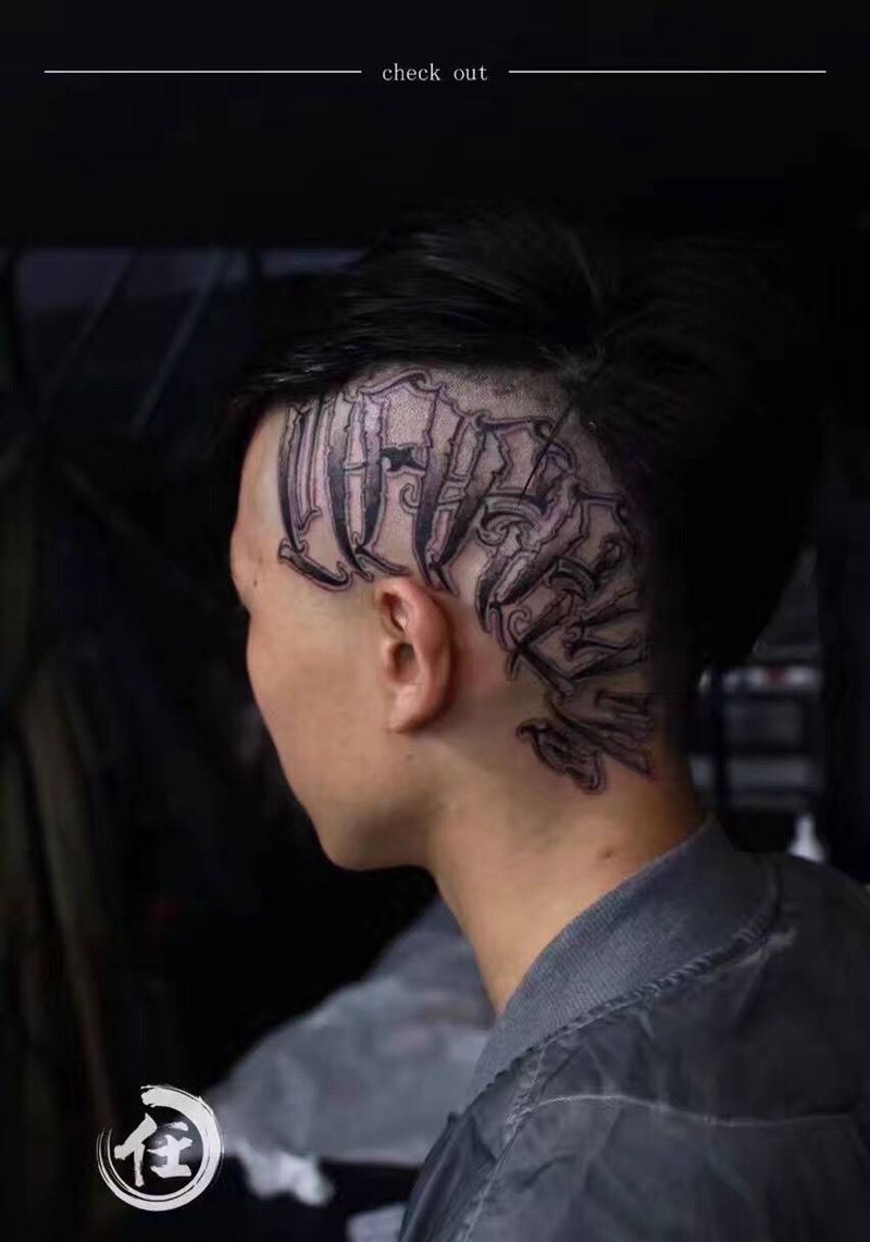 头皮奇卡诺纹身图片_成品欧美字符原创纹身图案