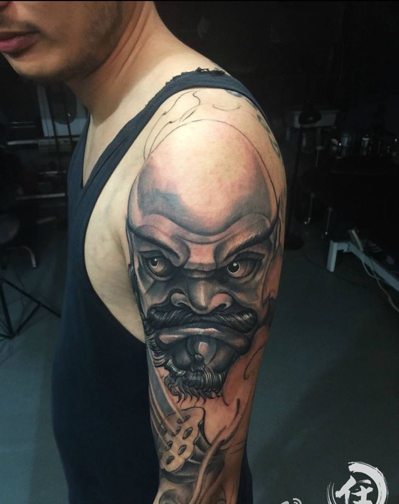 铁罗汉 乔达摩悉达多纹身图片_传统写实国画人物鬼神宗教原创手稿成品手臂纹身图案