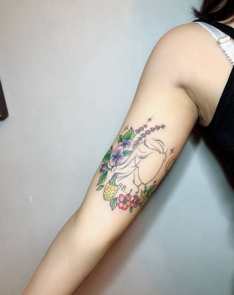 彩色 小清新纹身图片_手部New School水彩纹身图案