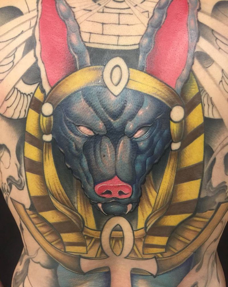 阿努比斯进行中纹身图片_成品腹部背部腰部臀部传统欧美习俗原创鬼神纹身图案