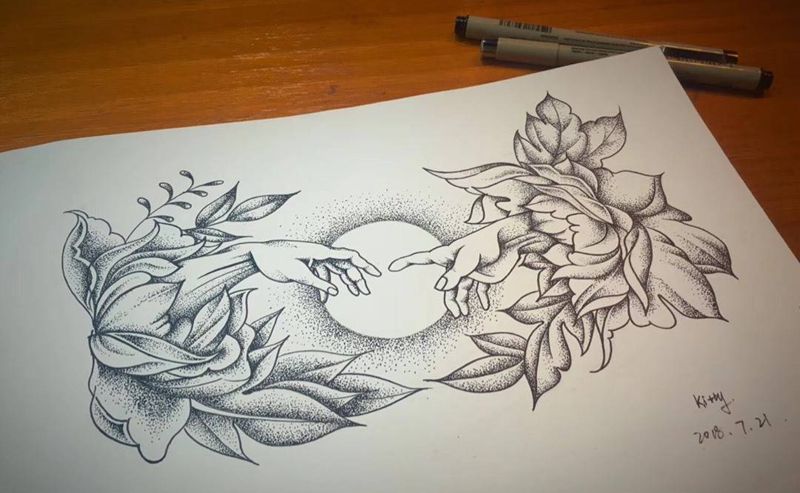 点刺花 买家秀纹身图片_手臂图腾点刺纹身图案