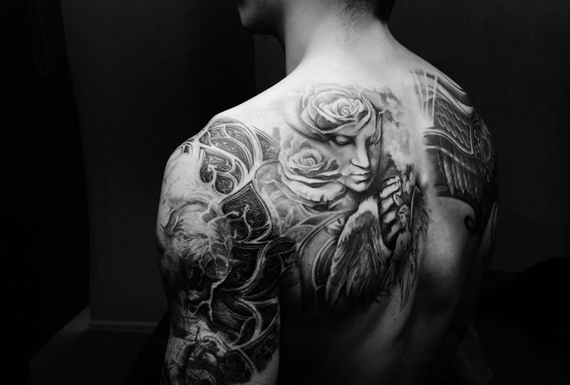 欧美黑灰纹身图片