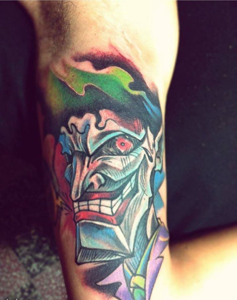 美漫風格（小丑）纹身图片_成品插画手臂欧美人物原创設計纹身图案