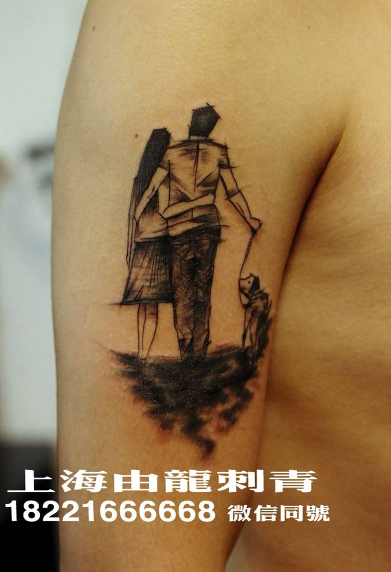 相伴纹身图片_写实传统臀部胸部肩部习俗植物宗教字符纹身图案