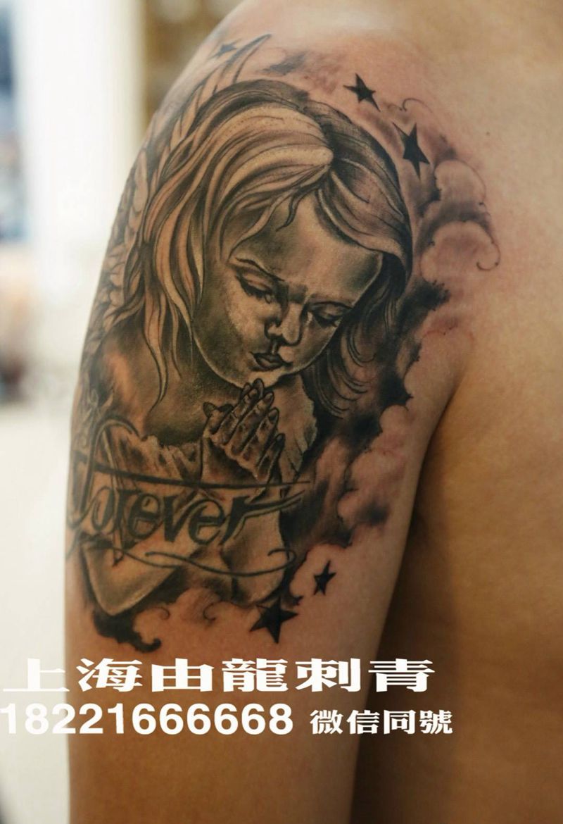 天使纹身图片_写实习俗臀部胸部肩部腿部宗教静物字符鬼神纹身图案