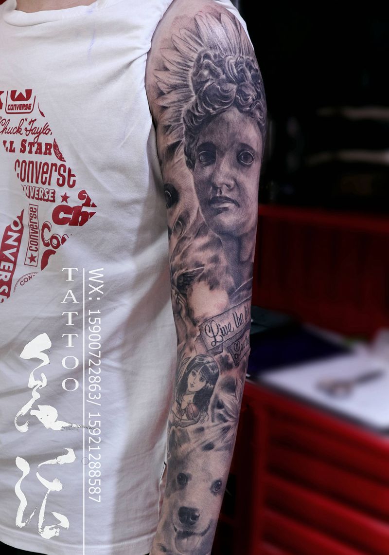 欧美写实花臂纹身图片_欧美写实纹身图案