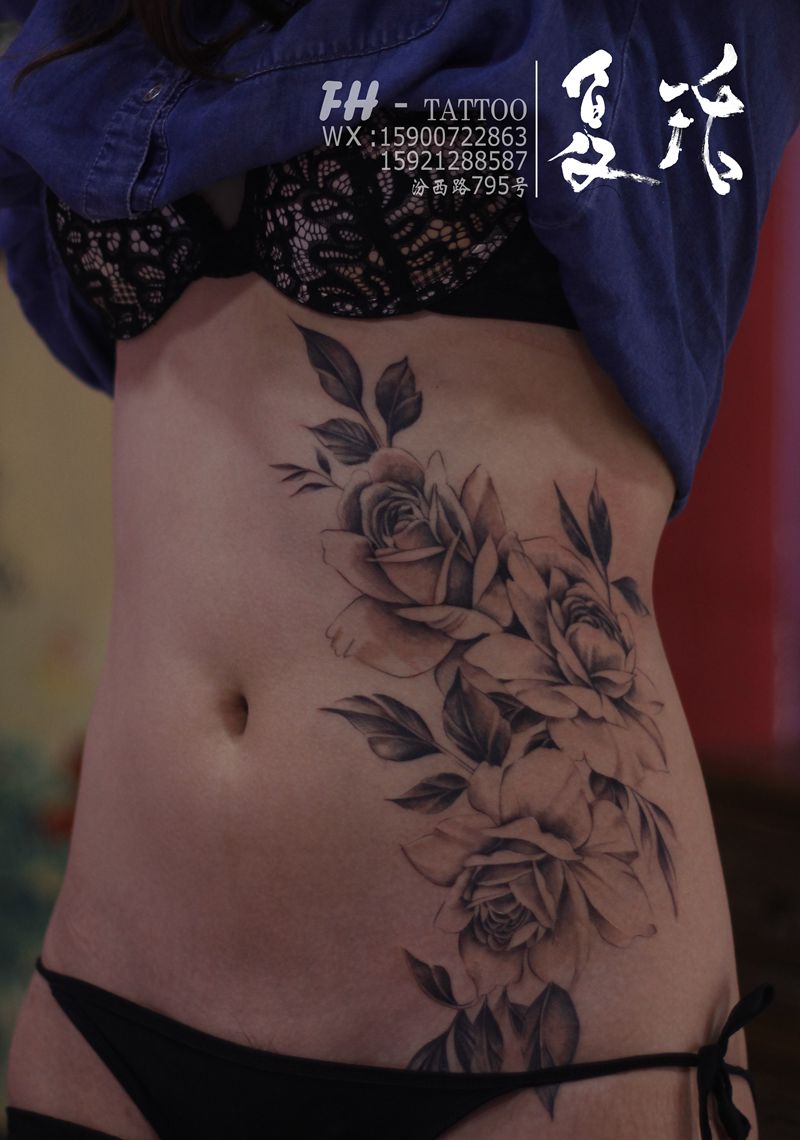 上海复活刺青纹身图片_胸部欧美写实纹身图案