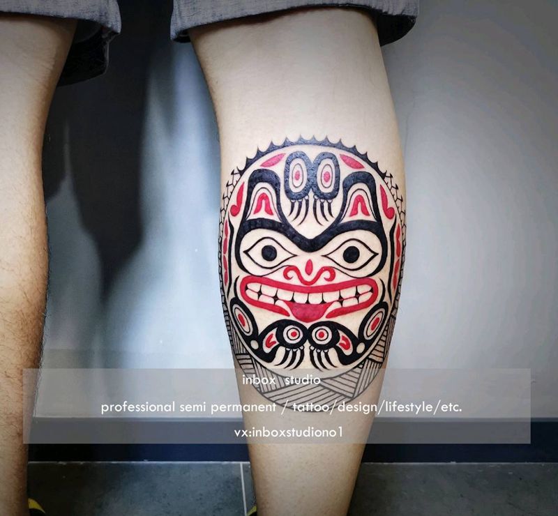 毛利海达图腾纹身图片_脚部腿部图腾纹身图案