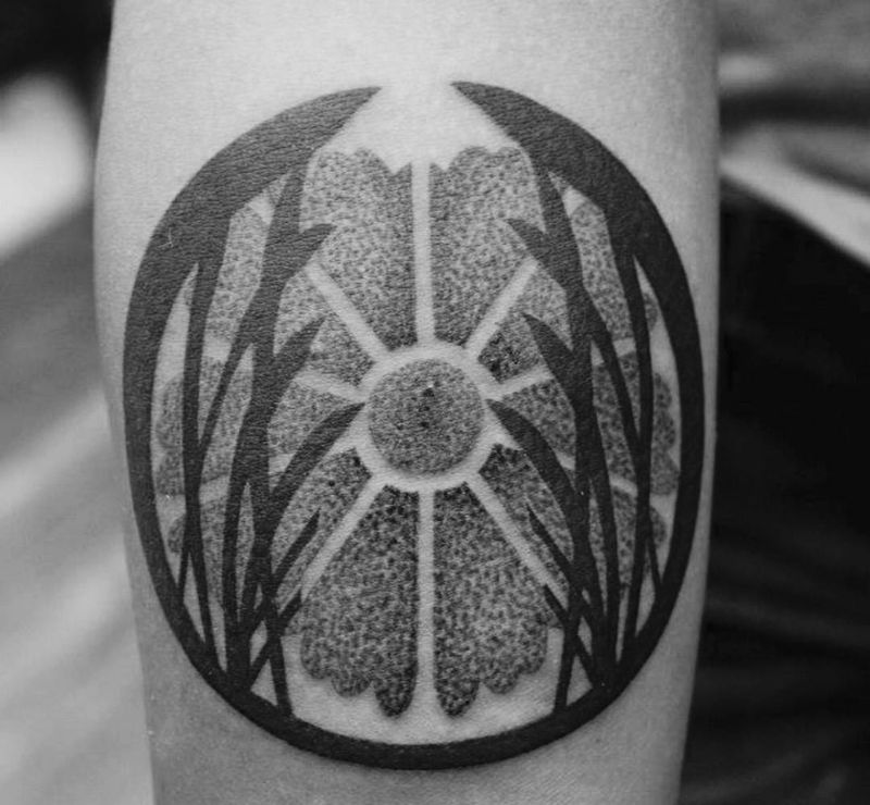 點描家徽（原創）纹身图片_成品手臂清新點刺图腾原创設計纹身图案