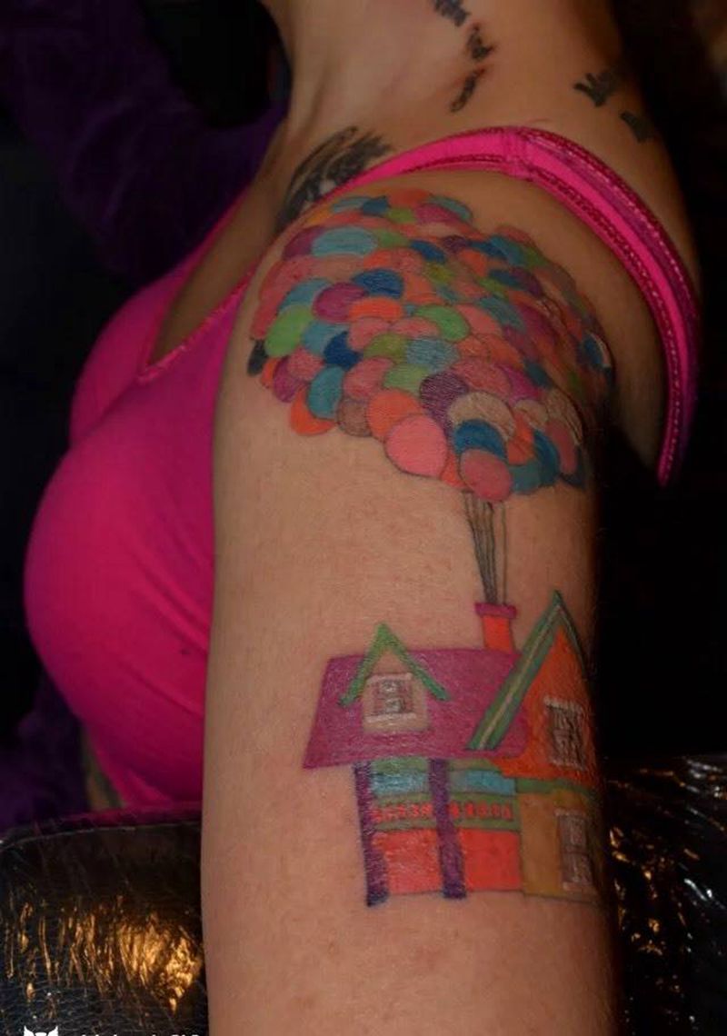 飞屋环游记纹身图片_成品手臂欧美纹身图案