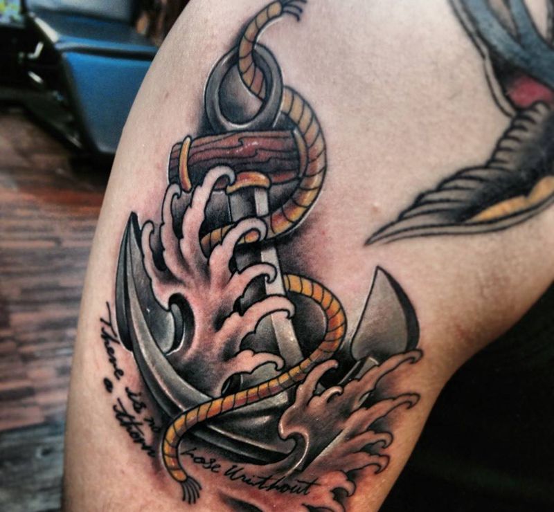 船錨纹身图片_成品手臂欧美原创静物設計School風格纹身图案