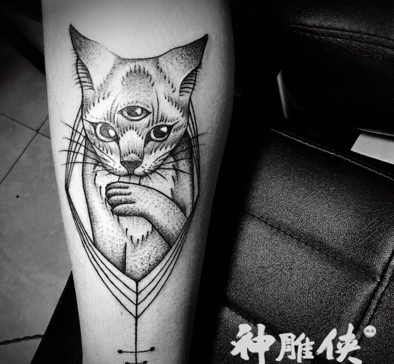 三眼猫纹身图片