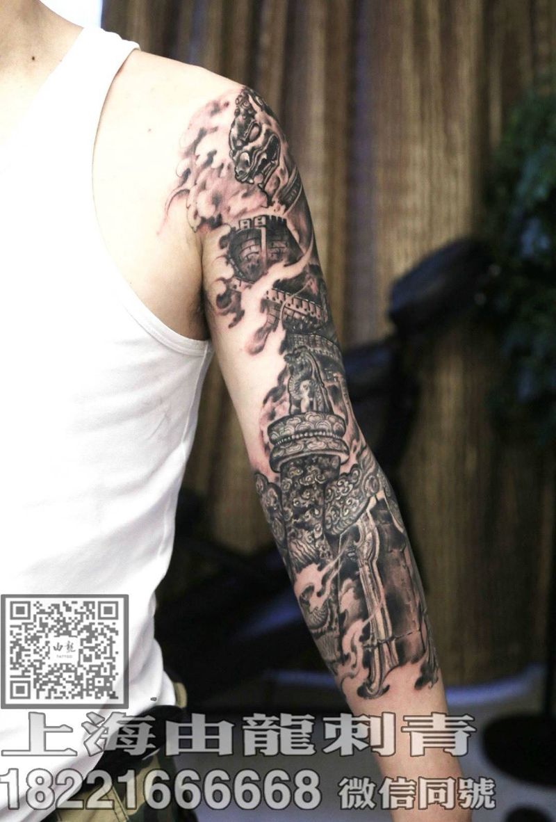未完成纹身图片_手臂欧美写实纹身图案
