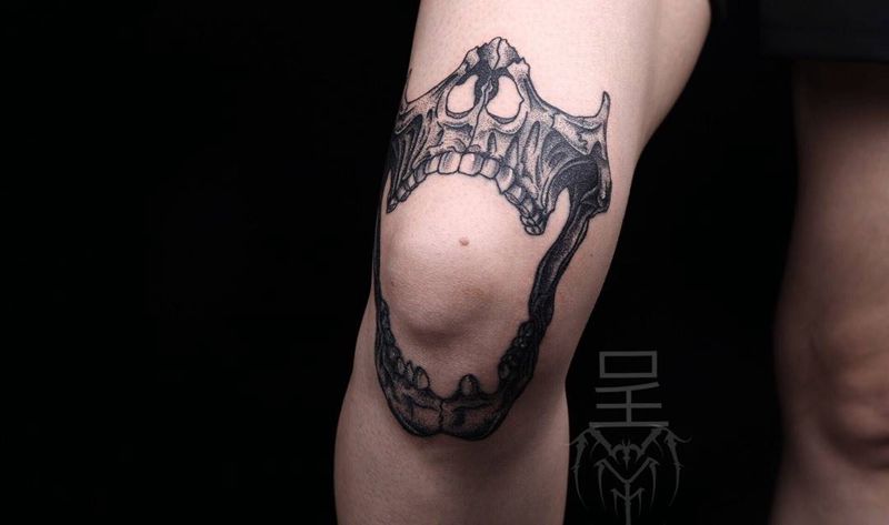 骷髅点刺纹身图片