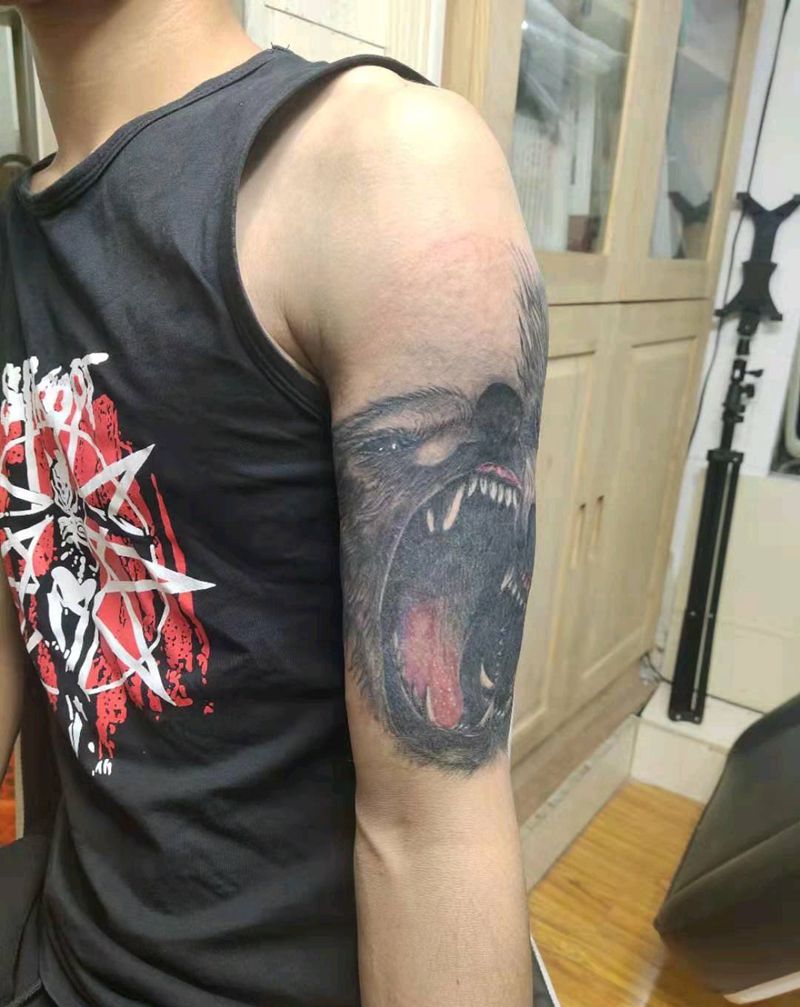 狼头（未完成）纹身图片_手臂纹身图案