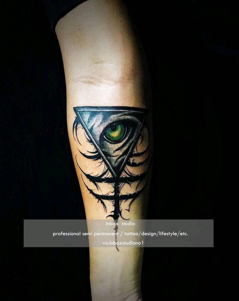 死神之眼纹身图片_手臂欧美写实水彩纹身图案