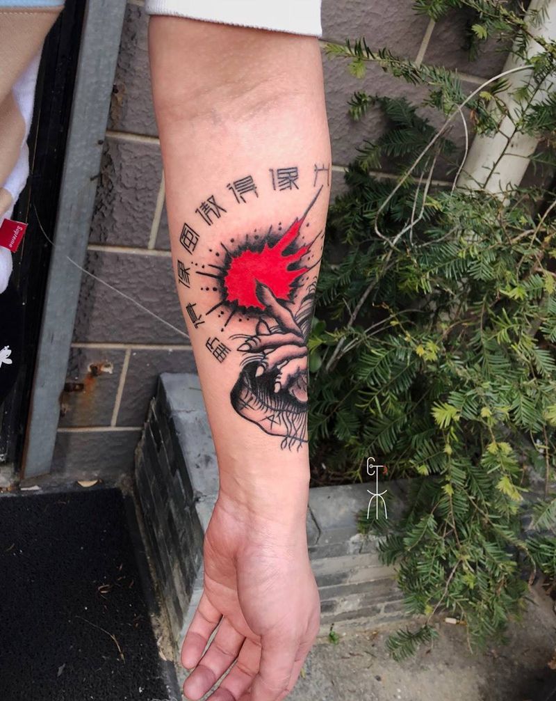 酷老头，纹身图片_成品手臂原创纹身图案