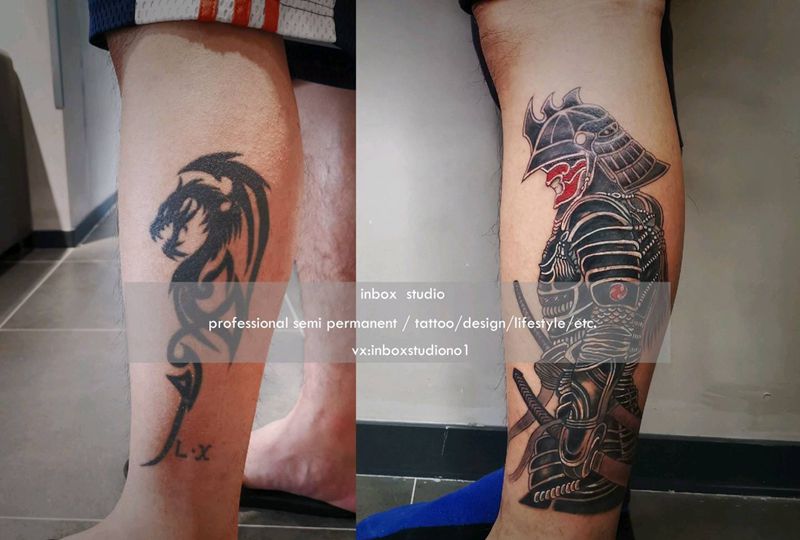 纹身盖图纹身图片_腿部新传统New School纹身图案