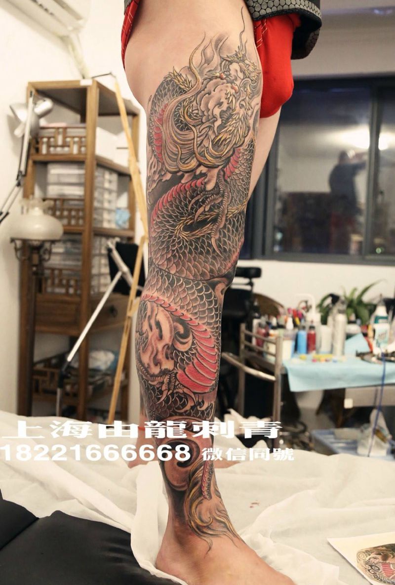 龙纹身图片_动物传统纹身图案