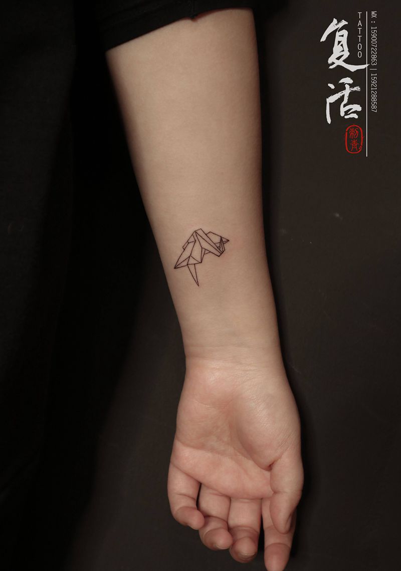 千纸鹤纹身图片_小清新纹身图案
