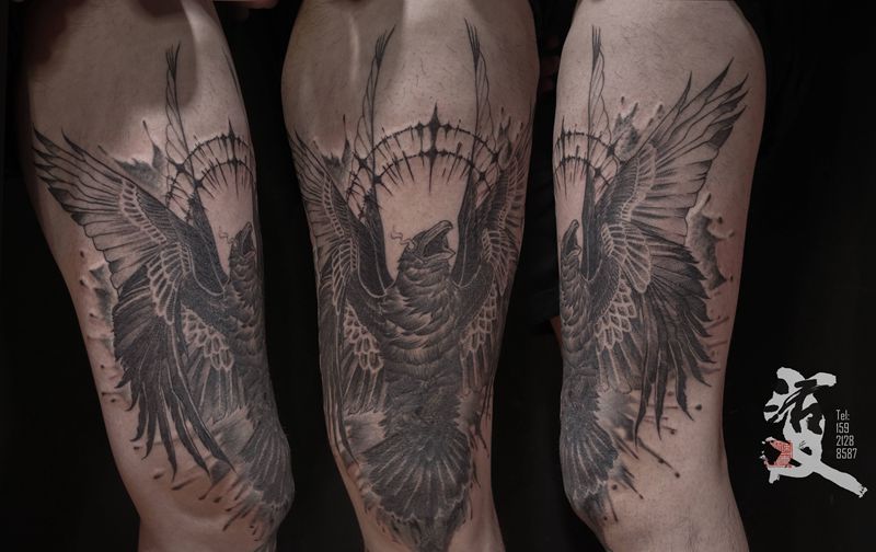 告一段落纹身图片_腿部纹身图案