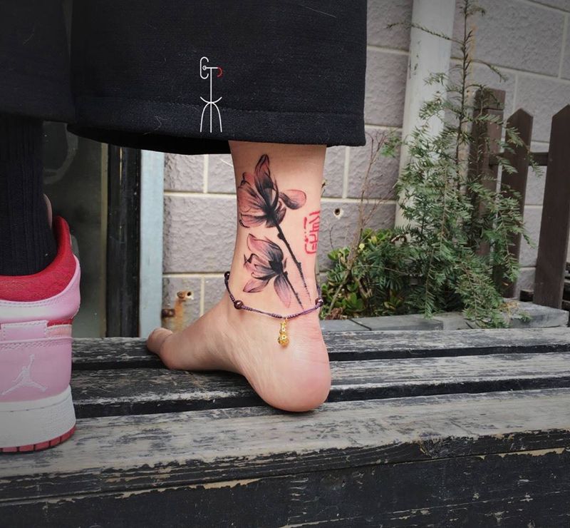 对的感觉，纹身图片_成品腿部脚部清新原创纹身图案