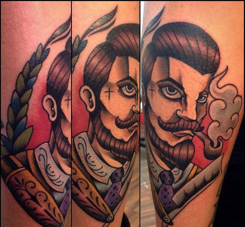 理髮師纹身图片_成品手部欧美原创人物設計School風格纹身图案