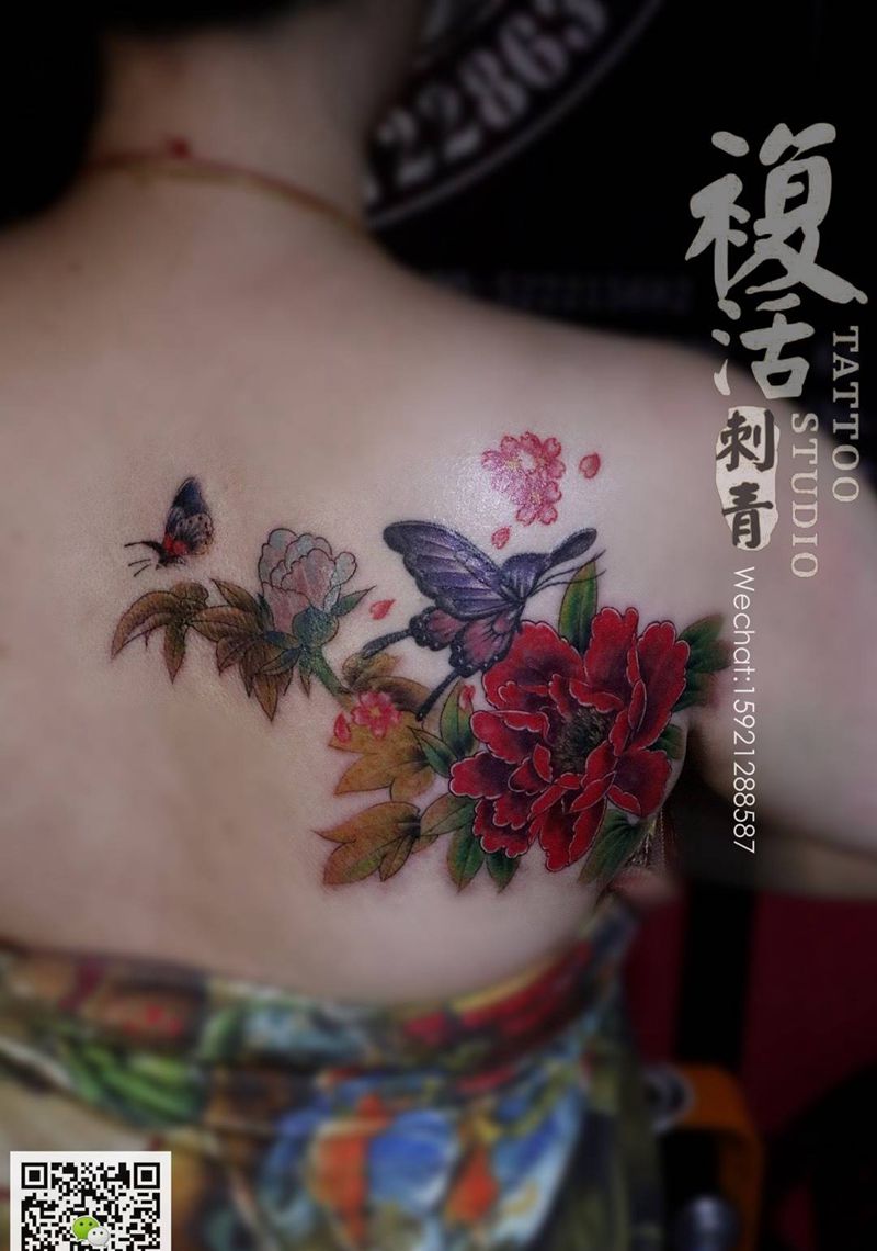 富贵牡丹纹身图片