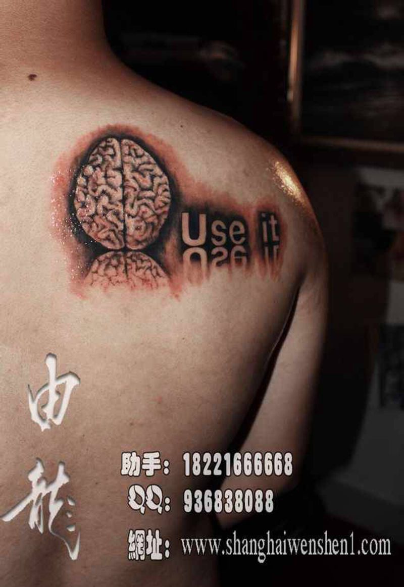 大脑纹身图片_欧美手部背部肩部颈部胸部脚部臀部国画写实纹身图案