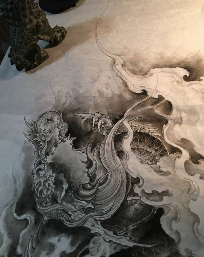 龙的定制纹身图片_动物原创传统纹身图案