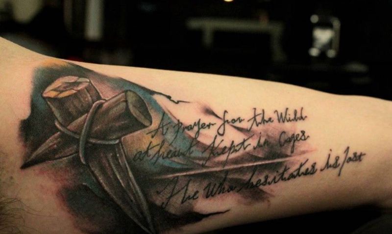 十字與文字（原創）纹身图片_成品欧美写实原创宗教字符設計男孩紋身纹身图案