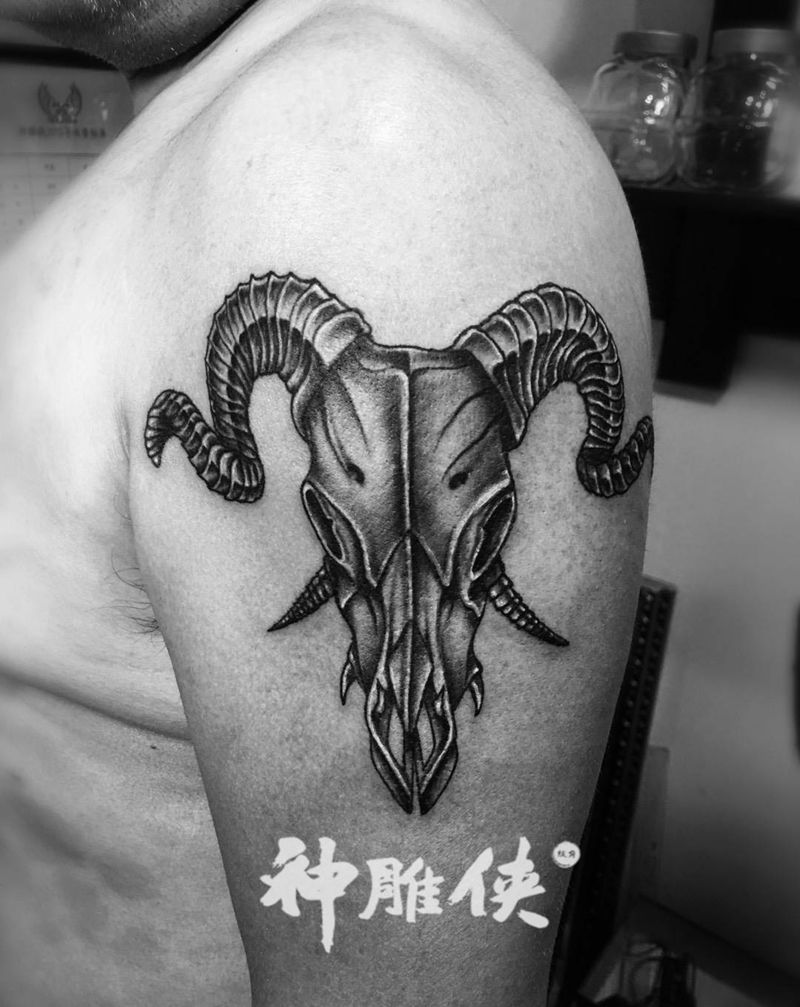 羊头骷髅纹身纹身图片