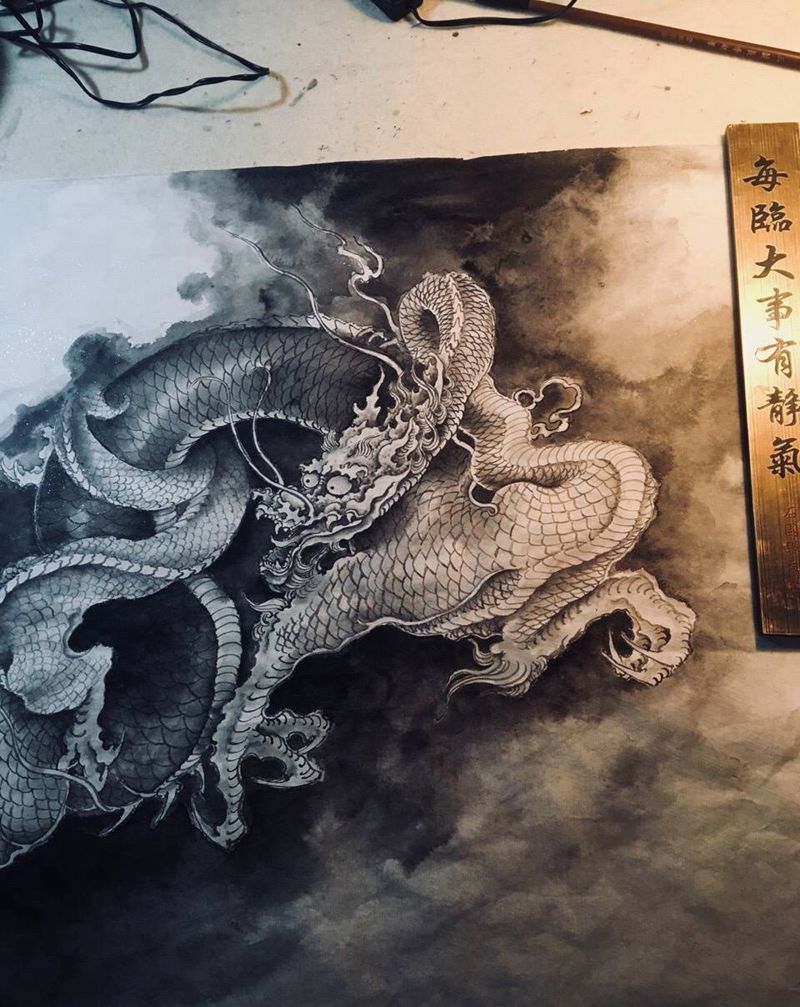 戏子图，纹身图片_手稿传统纹身图案