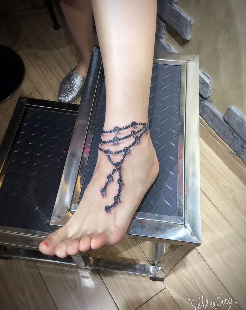 脚链纹身图片