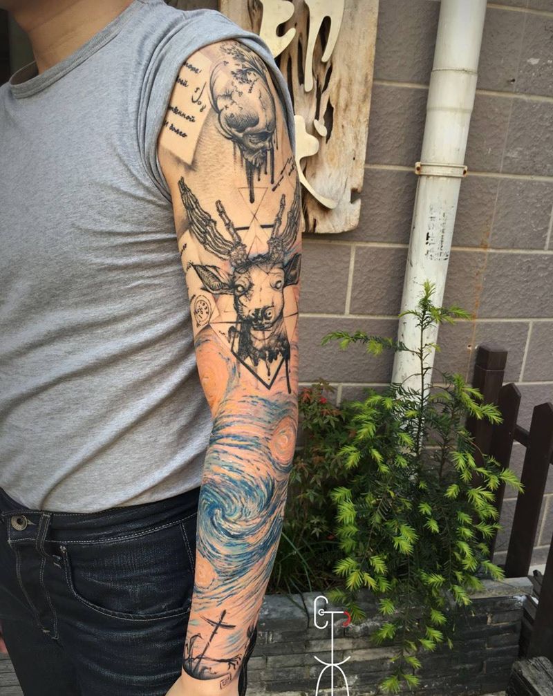 要的是一种感觉，纹身图片_成品手臂原创纹身图案